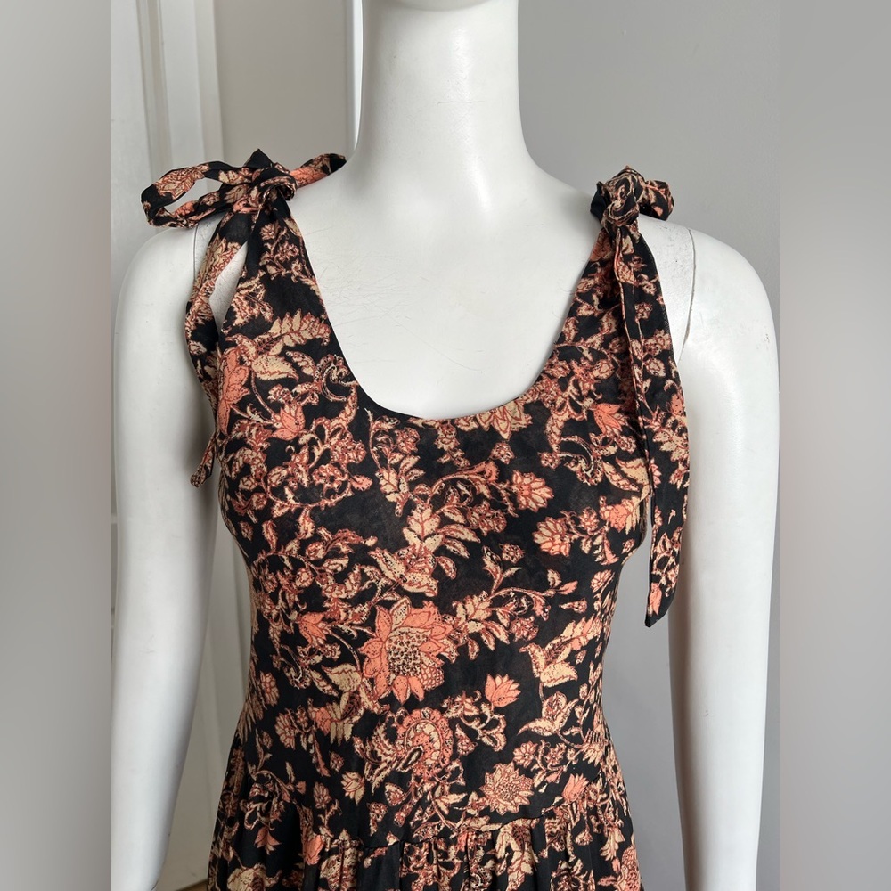 Free People Kika's Maxi Dress Kikas Black Floral Size S Boho Coastal Cottage - Picture 4 of 8